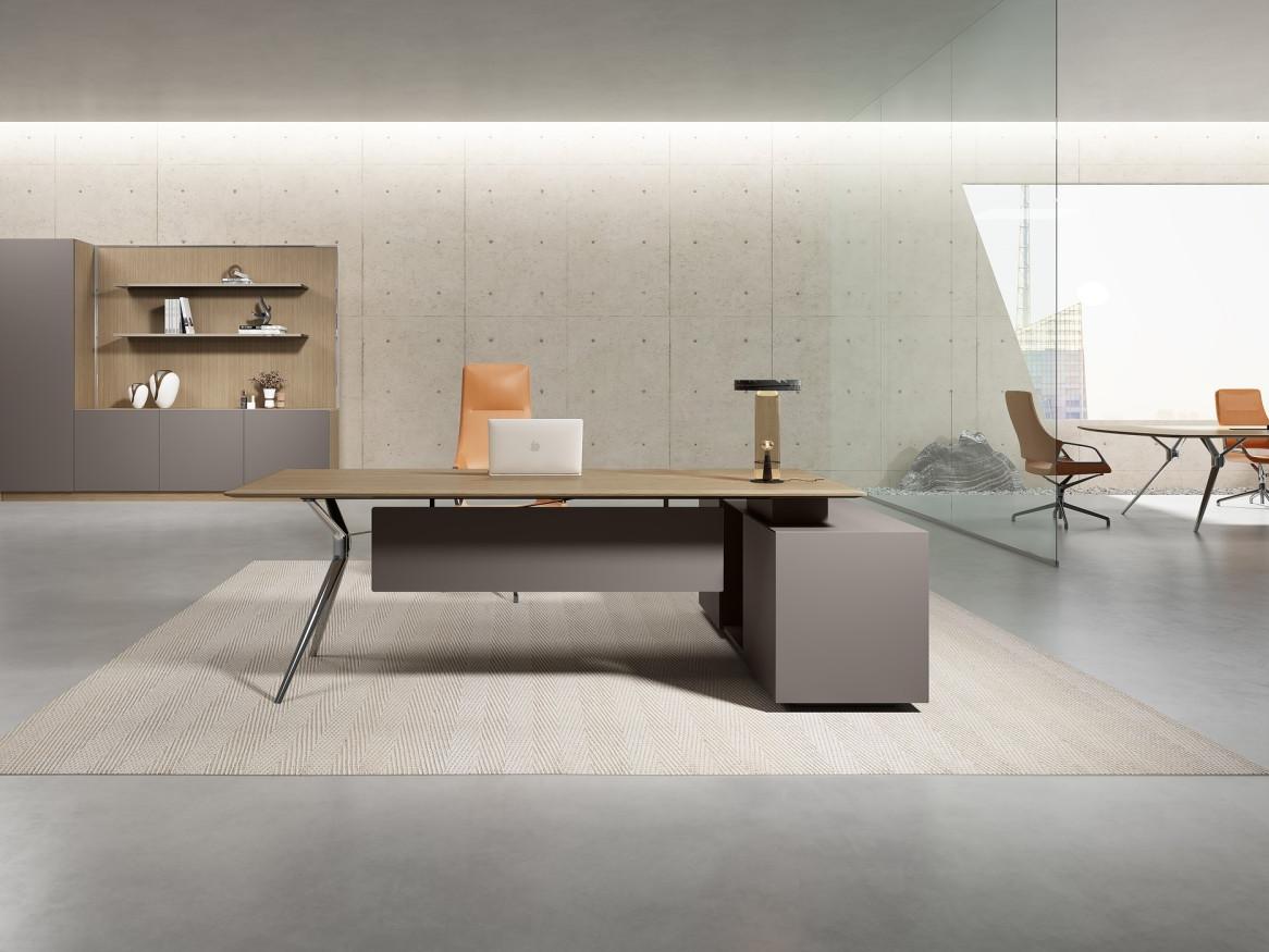 班台+背柜+会议台（科技银梨+伦敦灰）